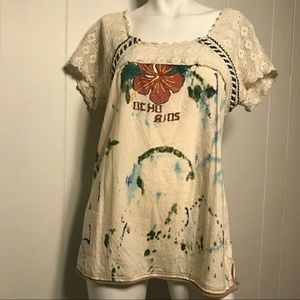 We The Free by Free People Crochet graphic tee Lg